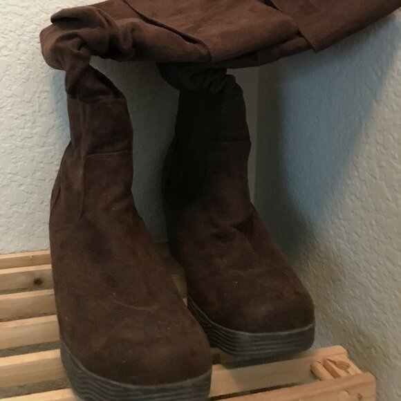 Skechers Suede Brown Tall Boots Women Size US 8 - Picture 4 of 4